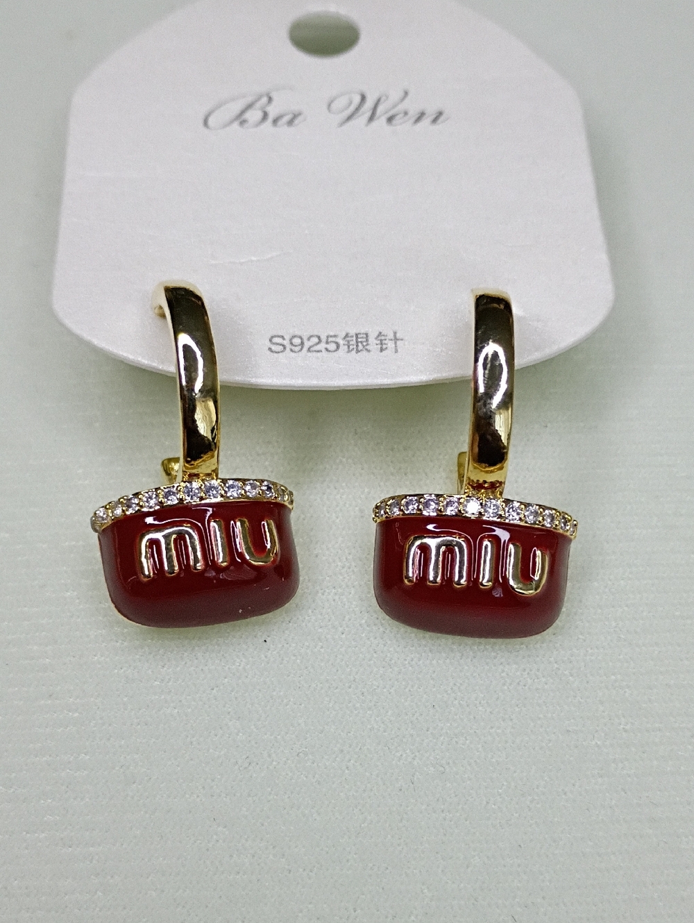 New Red Gold-Plated Drop Earrings